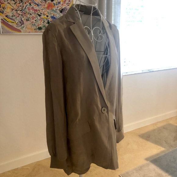 Tibi Button Iridescent Cream Colored Blazer Knit Cuffs NWT - Picture 4 of 13